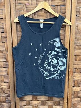 Diesel Black Tank with White Skull & Star Graphic